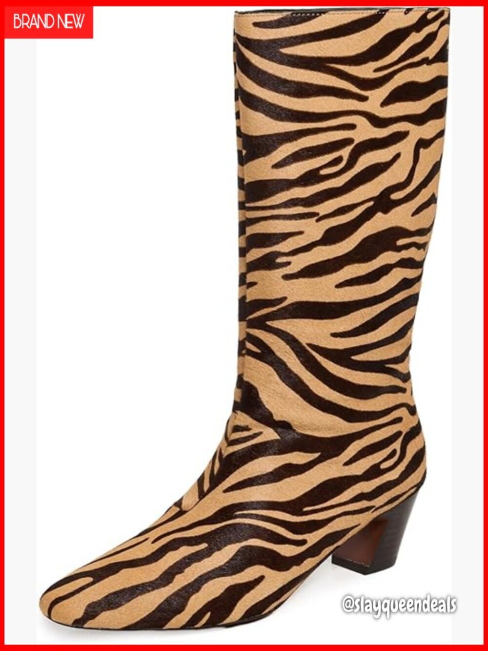 Women's Zebra Print Ankle Boots with 2-Inch Stacked Heel
